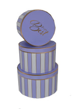 Set 3 cutii rotunde imprimeu cu dungi